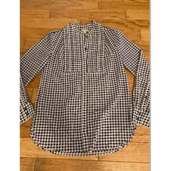 J.Crew Tops - J.Crew Women's XS Black & White Checkered Long-Sleeve Shirt